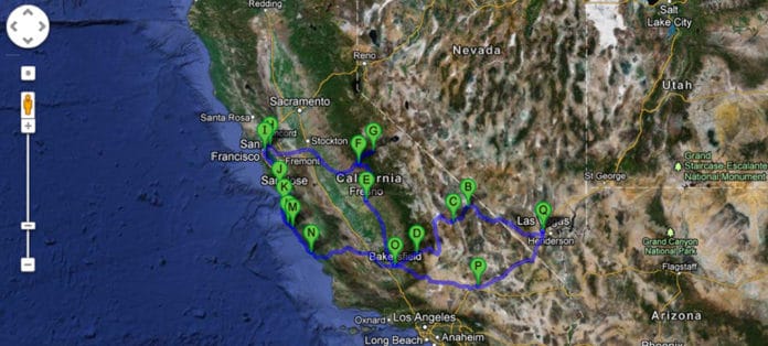 Map California Road trip Map California Road trip