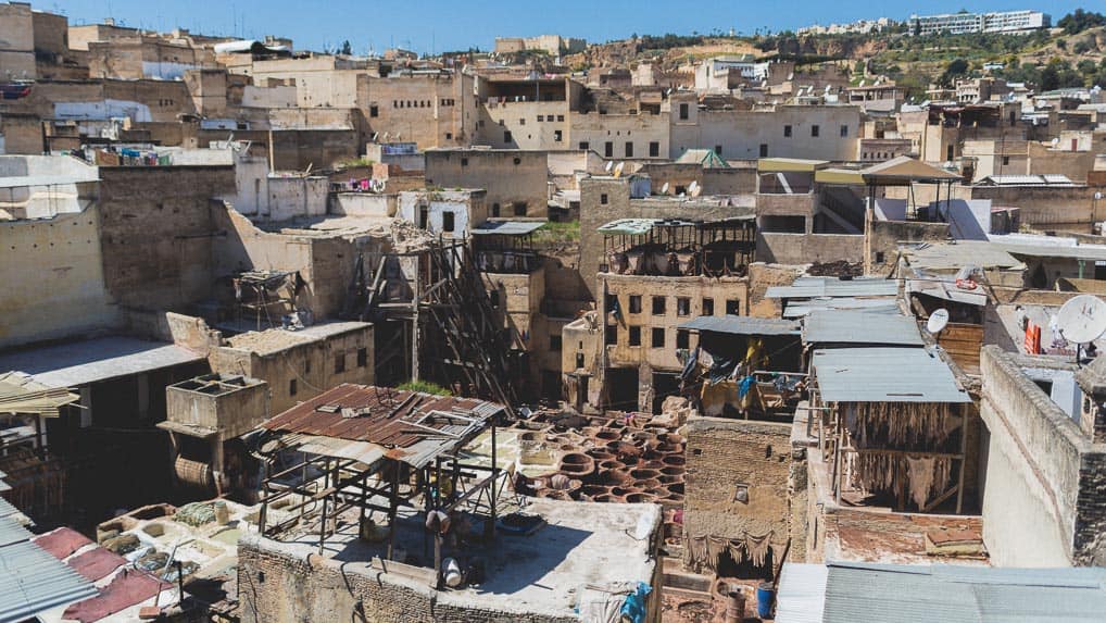 Curtume em Fès, no Marrocos