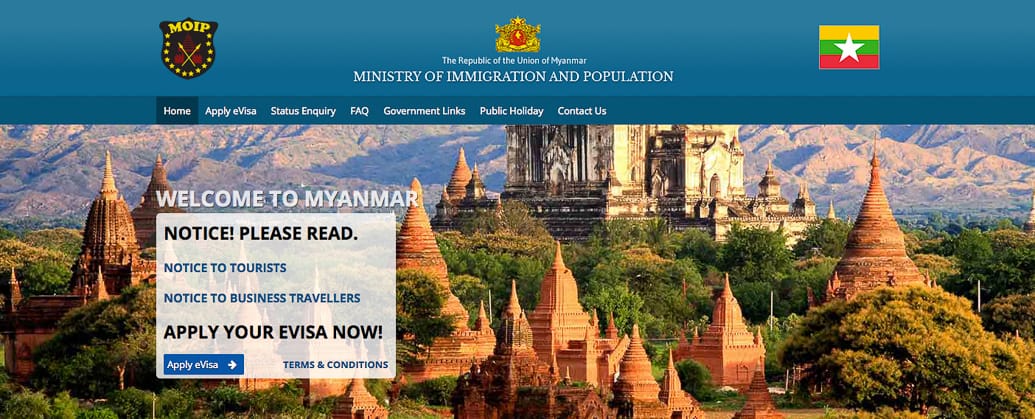 Visto online para uma viagem para Myanmar