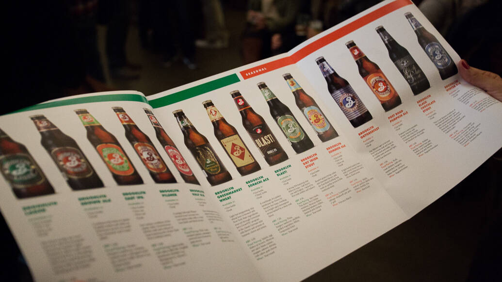 Carta de cervejas Brooklyn Brewery em NY