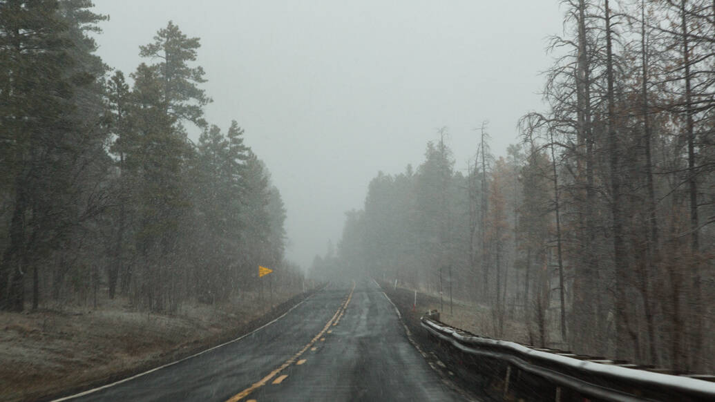 Neve na estrada para Sedona