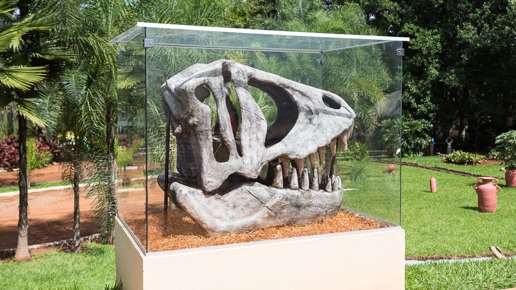 Réplica de fóssil de dinossauro no Memorial do Cerrado em Goiânia
