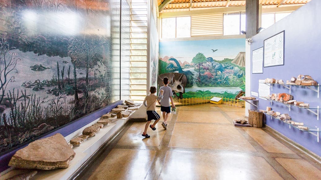 Meninos no Museu de História Natural do Memorial do Cerrado, em Goiânia