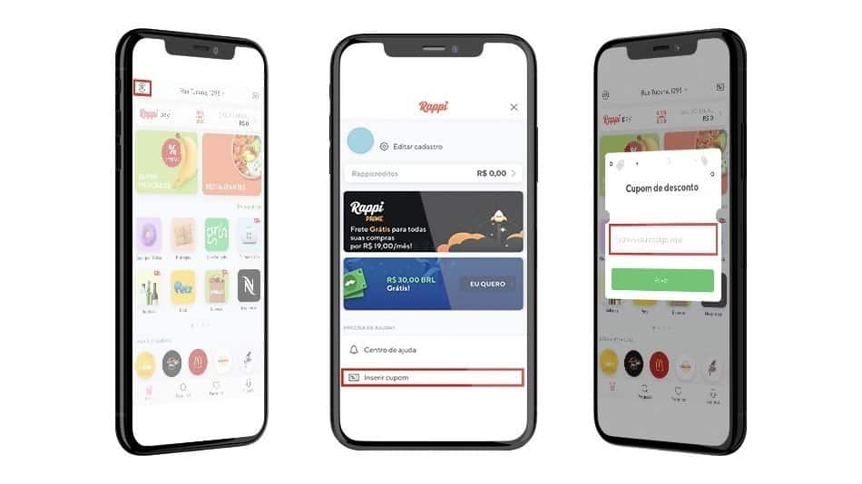 Como inserir os códigos de desconto Rappi no aplicativo
