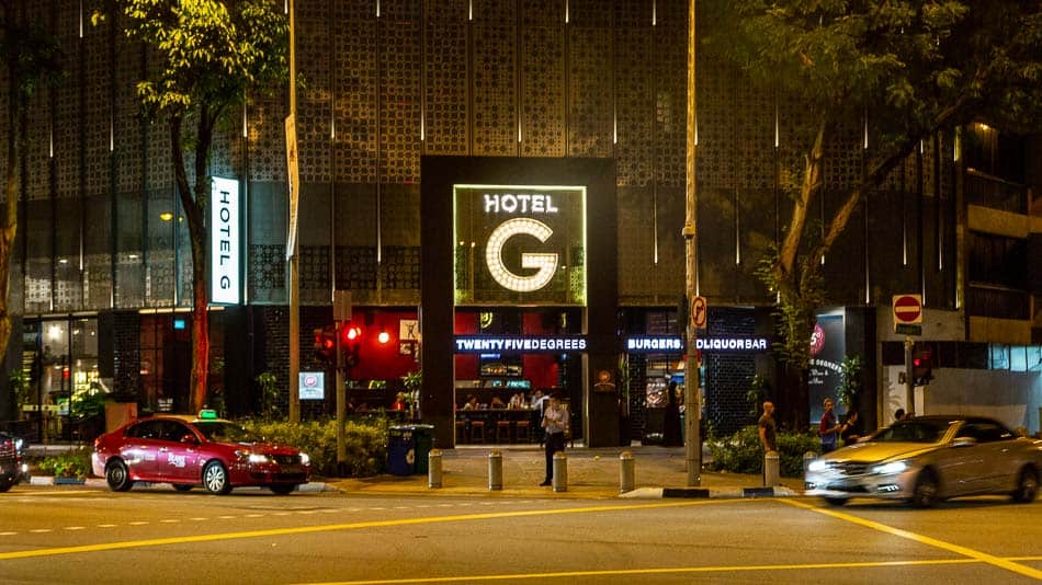 Fachada do Hotel G em Singapura