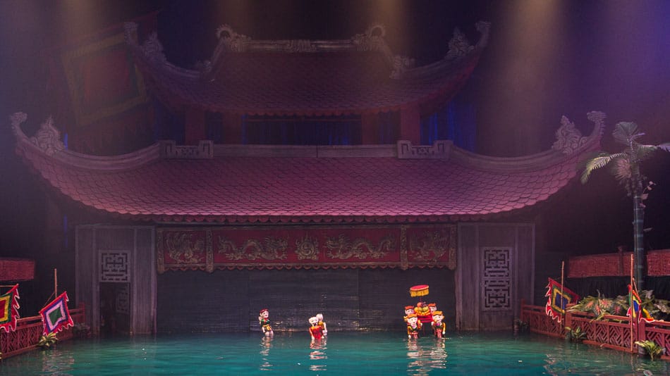 Cenário do Water Puppet Show em Hanoi