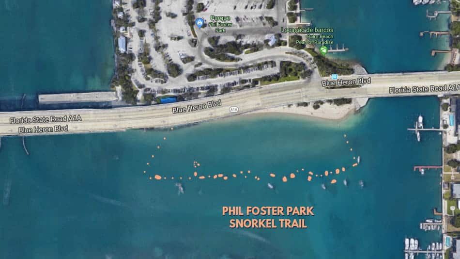 Visão aérea da Trilha de Snorkel do Phil Foster Park em Palm Beaches