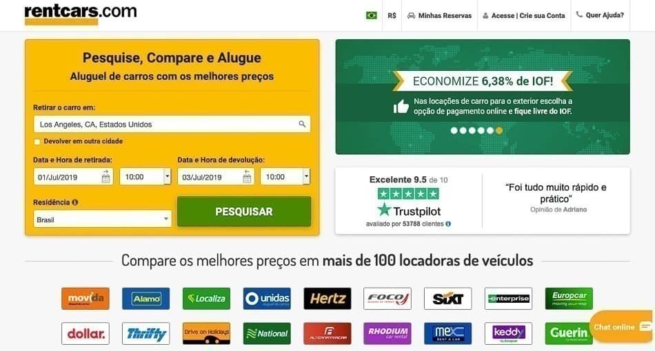 Use um comparador online para alugar carro mais barato em Los Angeles