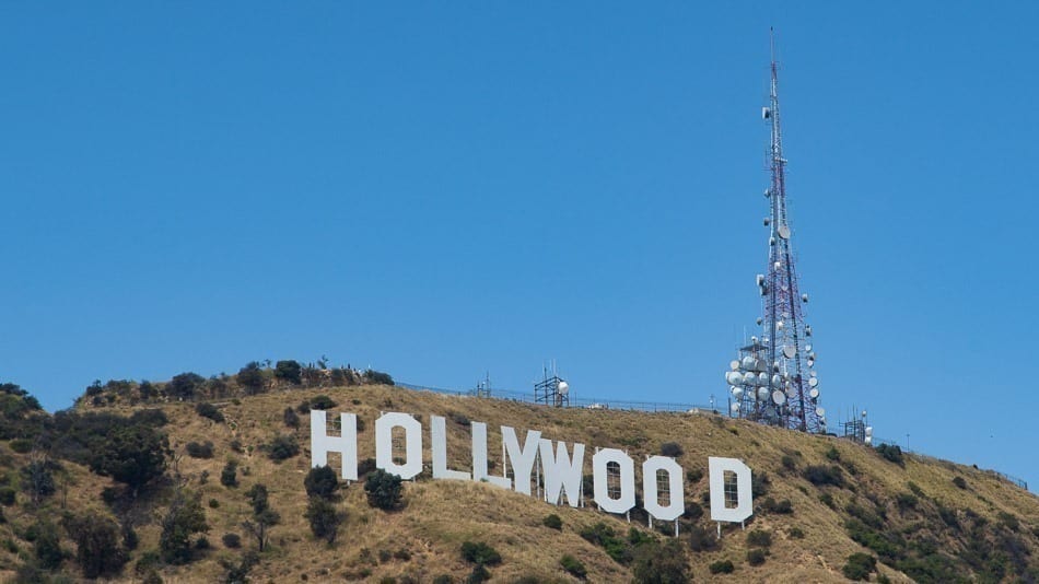 Sinal De Hollywood. Los Angeles California Com Fundo Azul Foto