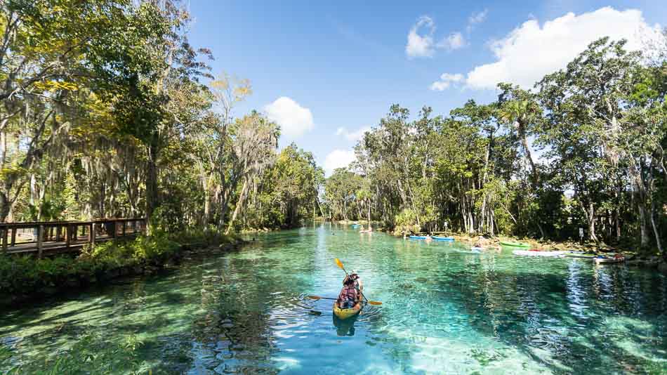 Caiaque nas Three Sisters Springs, em Crystal River