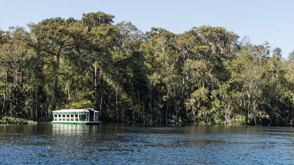 Passeio de barco com fundo de vidro em Silver Springs