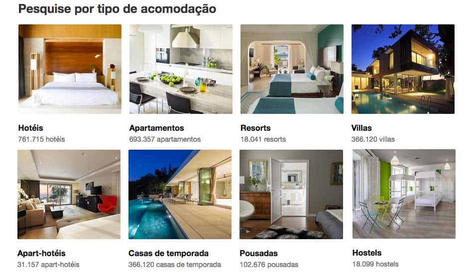 Tipos de hospedagem no Booking.com