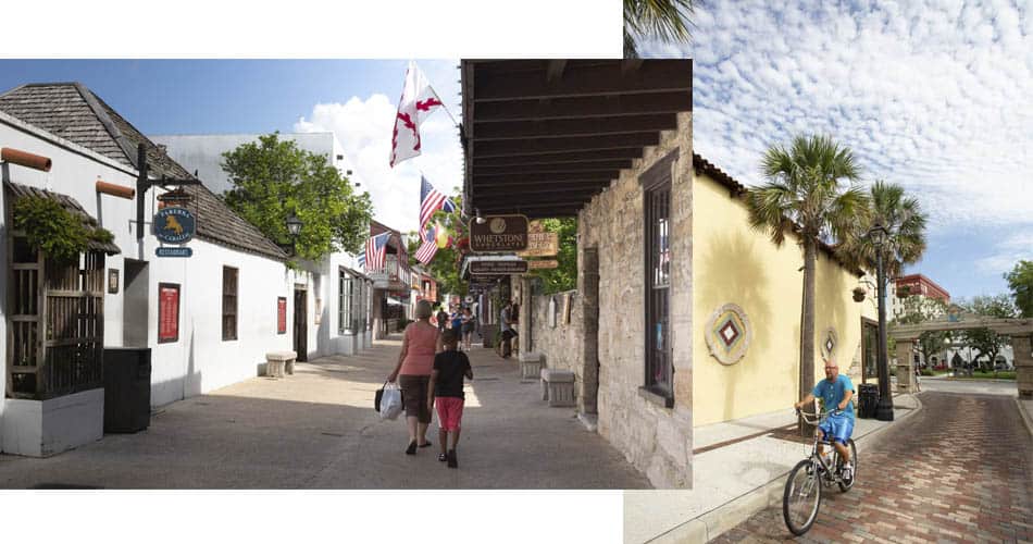 Rua do centro histórico de Saint Augustine, na Flórida