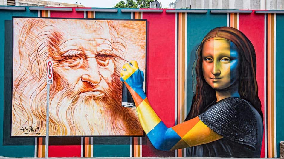 Um dos murais do Kobra em SP: Monalisa