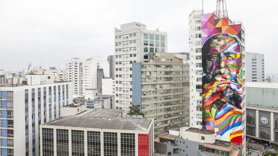 Um dos murais do Kobra em SP: Oscar Niemeyer