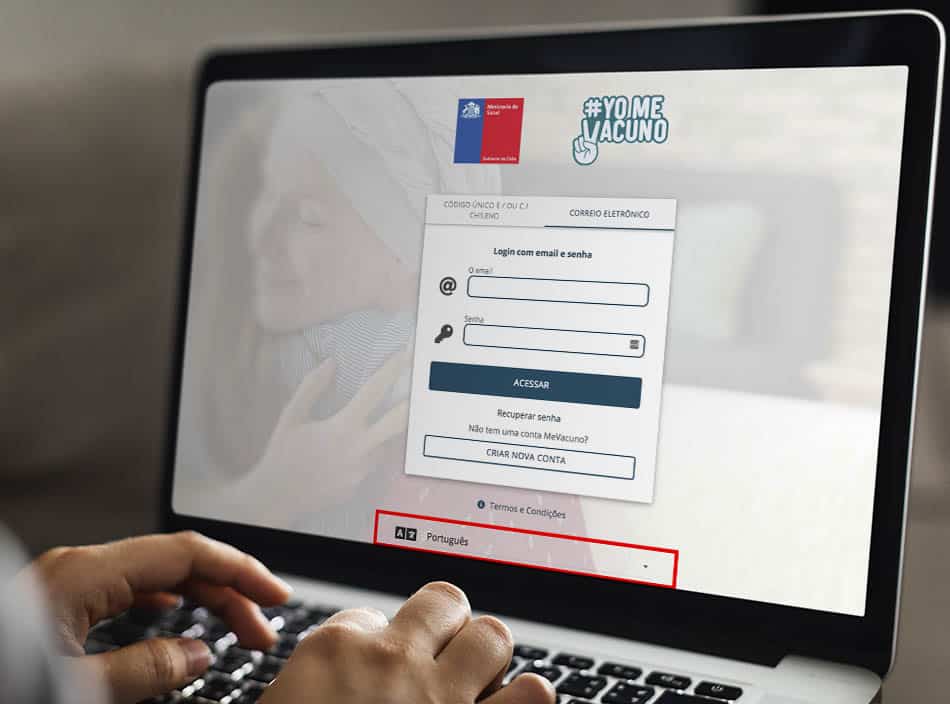 Validação da vacina no site MeVacuno