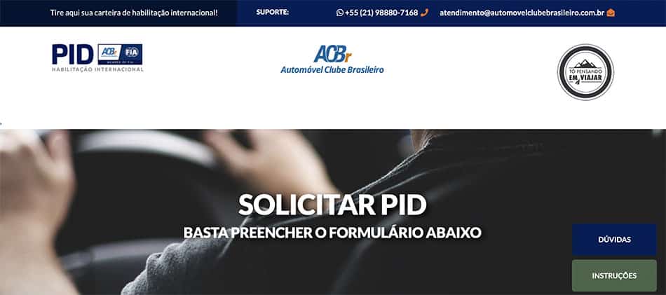 Emitir PID online através do site carteirainternacional.org do ACBr