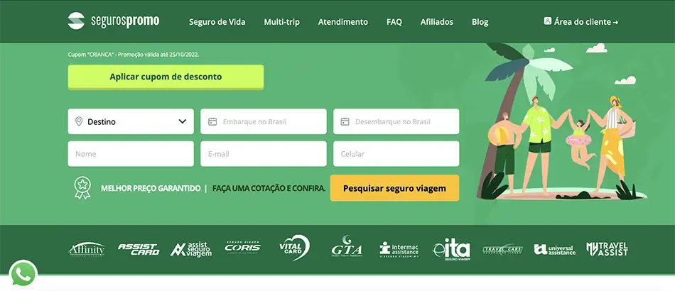 Site da Seguros Promo para comprar seguro viagem online