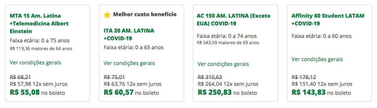 Valores dos planos de seguro viagem Chile