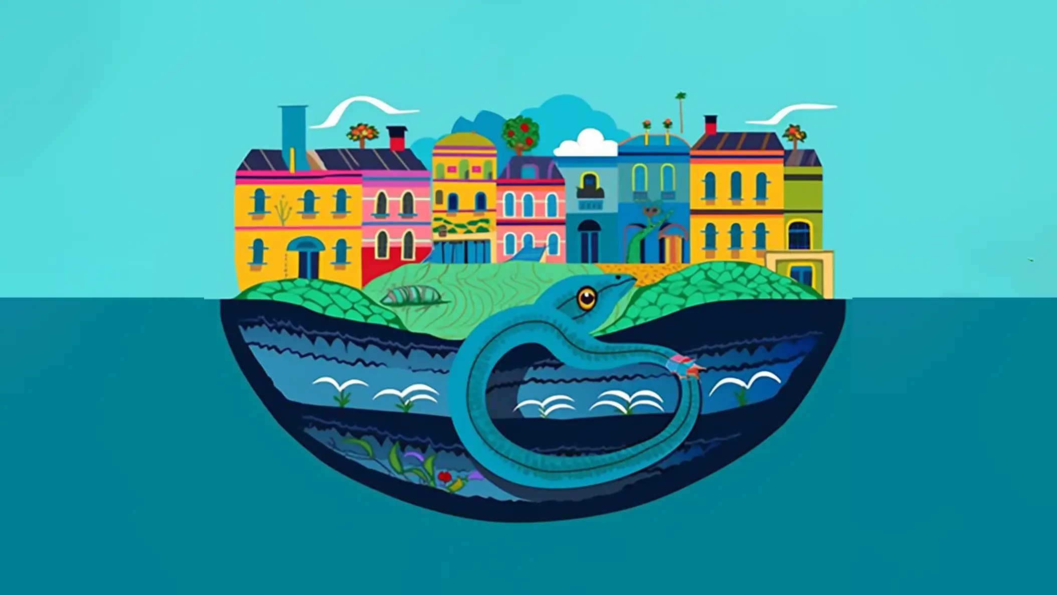 Ilustração inspirada na lenda da serpente encantada de São Luís do Maranhão