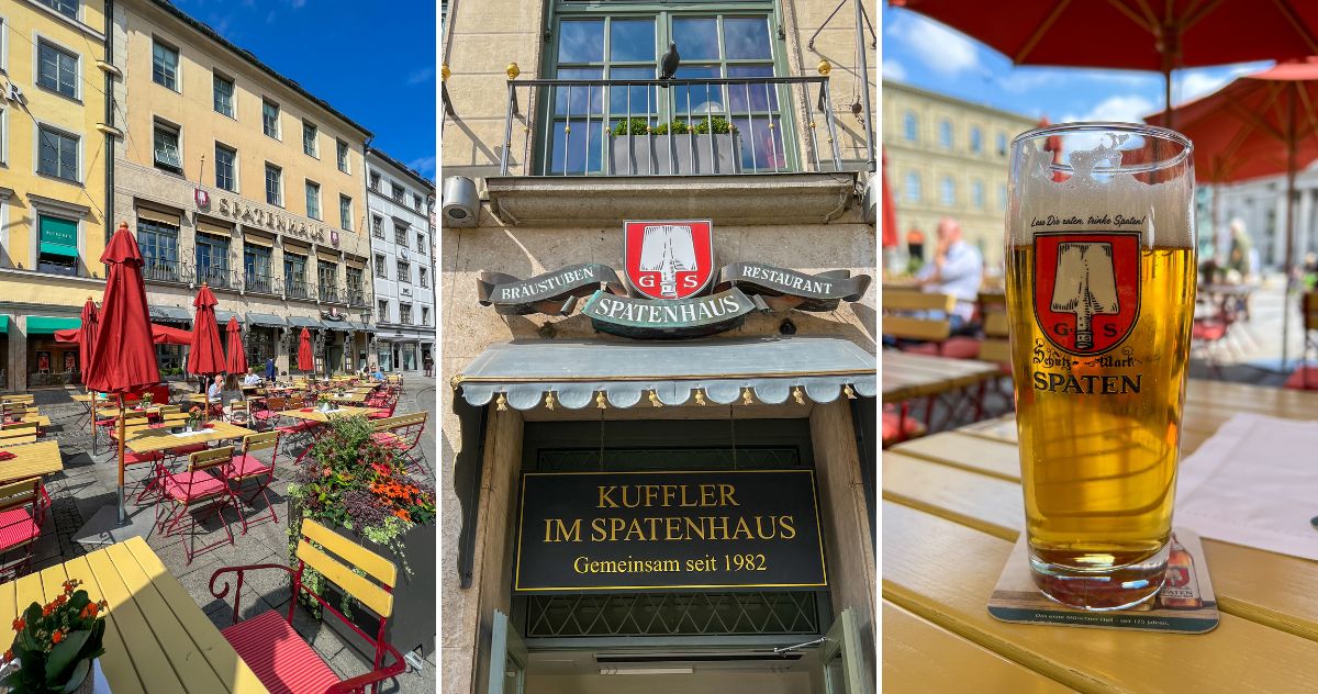 Fachada do Spatenhaus an der Oper, restaurante histórico da cervejaria Spaten em Munique