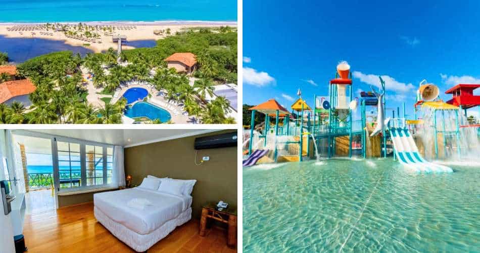 Vista aérea, quarto e parque aquático do Pratagy Acqua Park Beach Resort