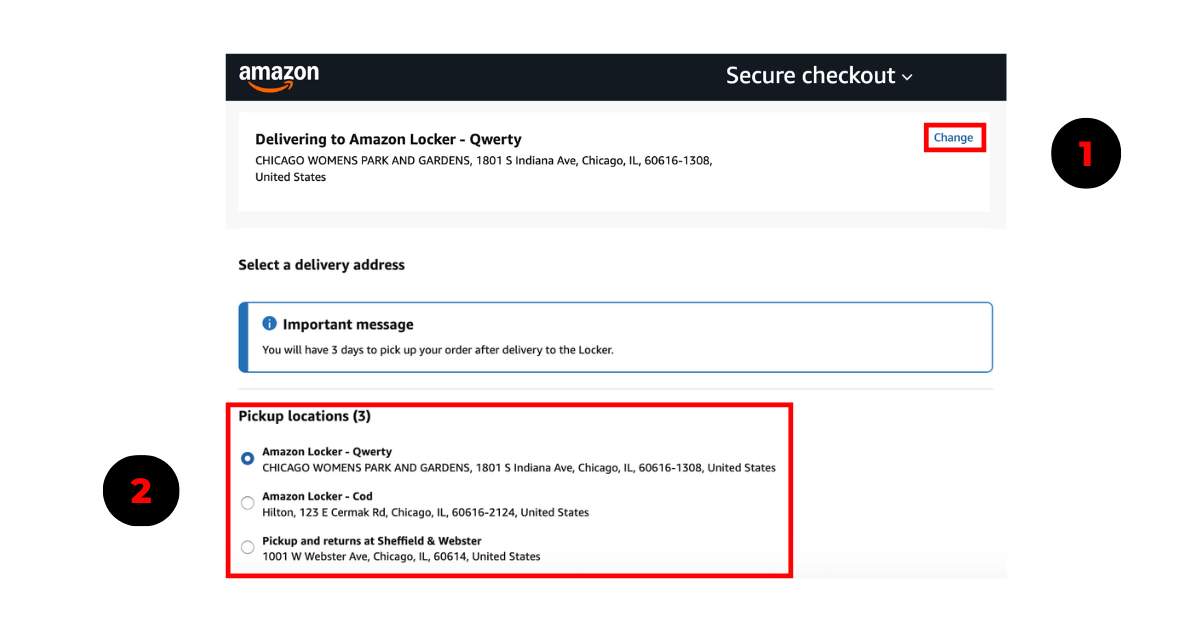 Enviando encomendas para o Amazon Locker escolhido