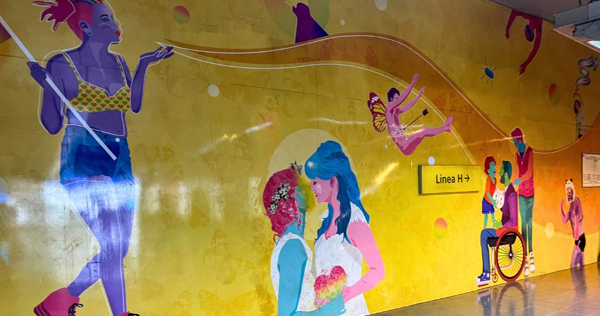 Painel na Estação Carlos-Jauregui, do metrô de Buenos Aires