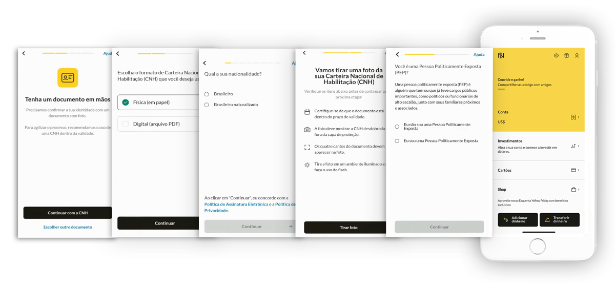 Etapas da abertura da conta Nomad passo a passo