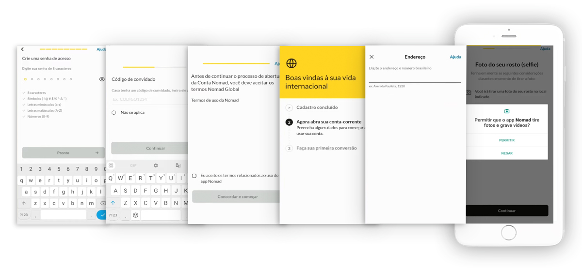 Etapas da abertura da conta Nomad passo a passo