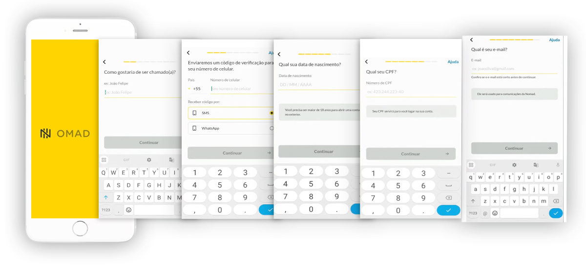 Etapas da abertura da conta Nomad passo a passo