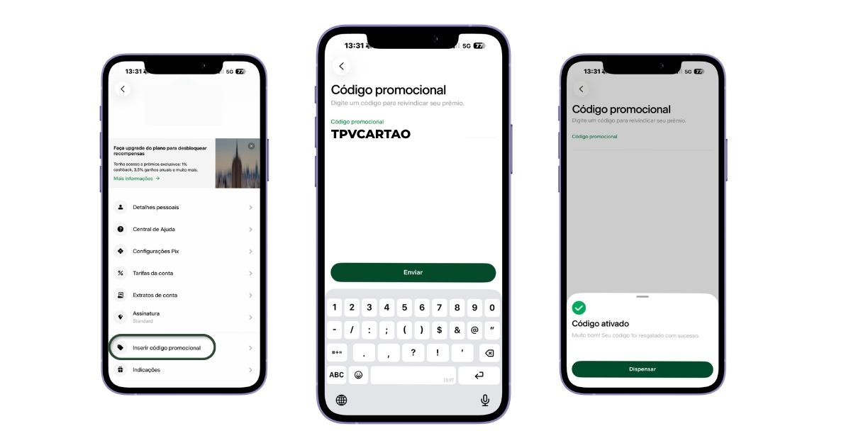 Área para ativar código promocional ARQ